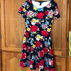 NWT Open back mini dress with red flowers